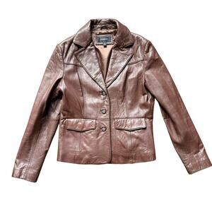 Colebrook Essentials Chocolate Brown 100% Leather Jacket – Women’s M